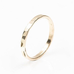 minimalist boho 14K yellow gold fill hammered ring band