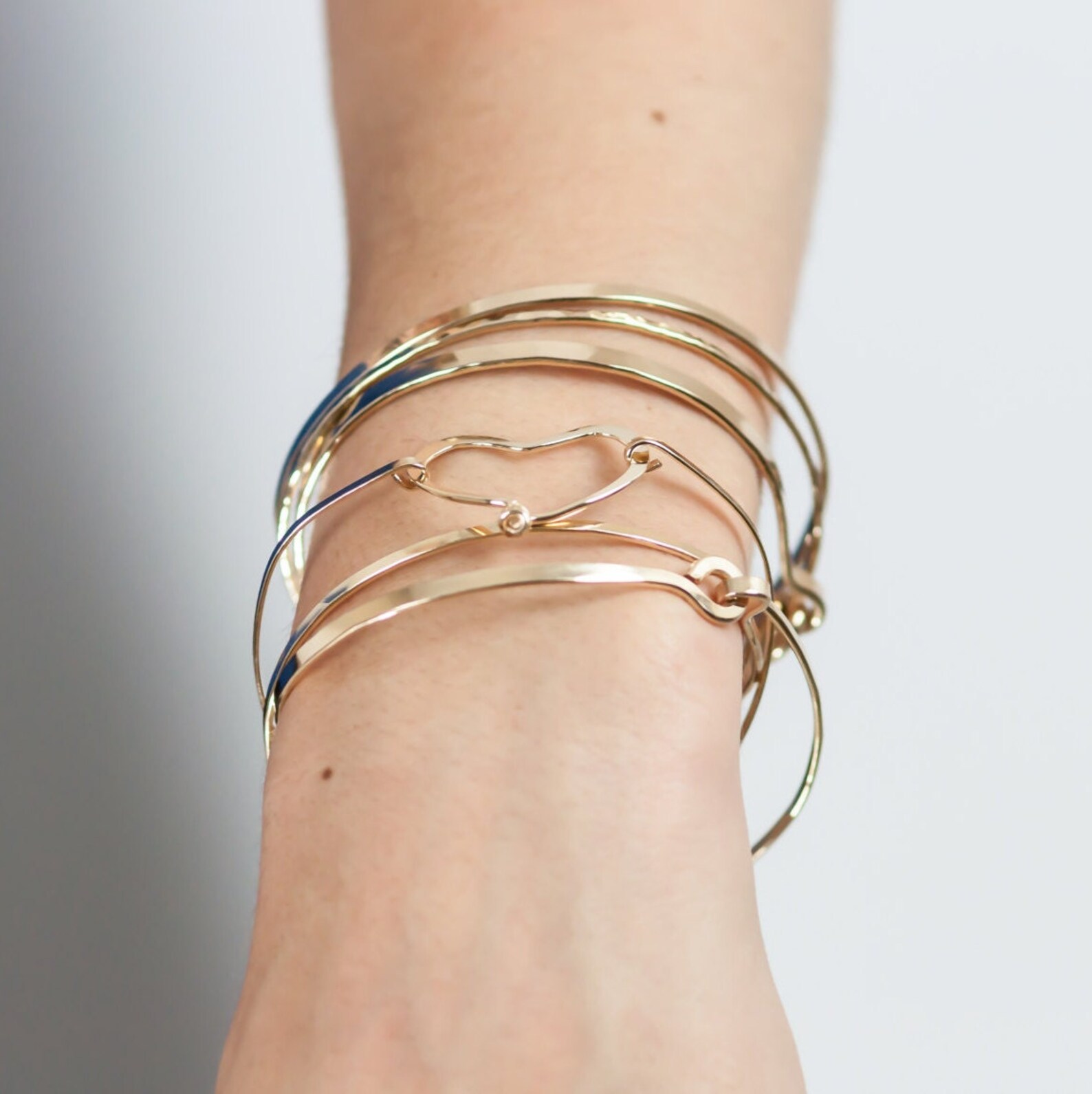 14K Gold Filled Heart Bracelet Rose Gold Jewelry Stacked Etsy