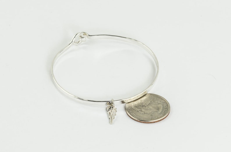Personalized Angel Wing Bracelet Wire Charm Bangle Angel Wing Jewelry Sterling Silver Bangle Angel Bangle Sterling Silver Charm Bangle