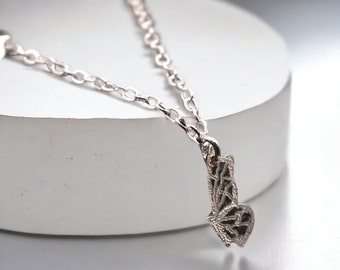 Tiny Sterling Silver Butterfly Pendant Necklace