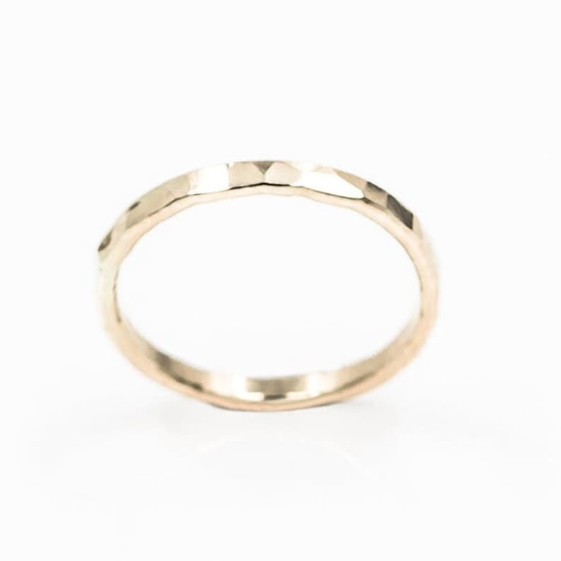 minimalist boho 14K yellow gold fill hammered ring band