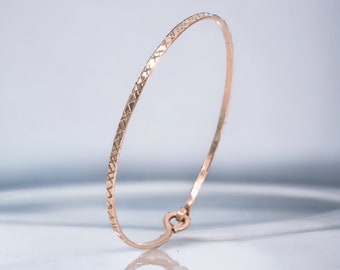 Rose Gold Fill Bangle, Textured Bracelet, Thin Gold Bracelet, Open Bangle Bracelet, Rose Gold Jewelry,14k Rose Gold Bracelet Simple Bracelet