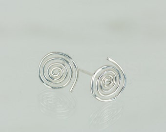 Tachuelas de plata de ley, Joyas minimalistas, Pendientes en espiral, Pendientes de tachuelas simples, Postes de plata 925, Pendientes en espiral, Joyas cotidianas