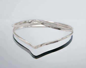 Chevron Sterling Silver Cuff Bracelet,  Hand Forged Minimalist Bracelet