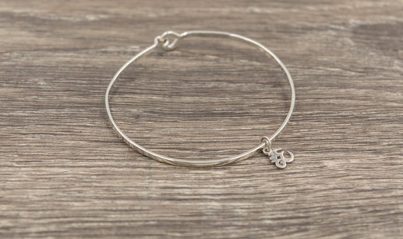 Namaste Bracelet Om Bracelet Zen Jewelry Sterling Silver Charm Bangle Yogi Jewelry Silver Charm Bracelet Hindu Jewelry Ohm Bracelet