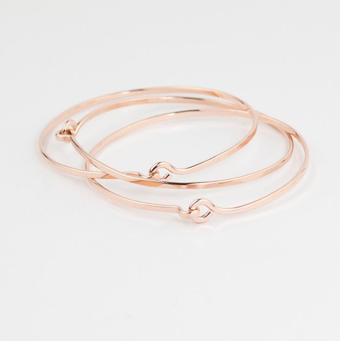 Set of 3 Rose Gold Filled Bangles Open Bangles 14k Rose Gold Etsy