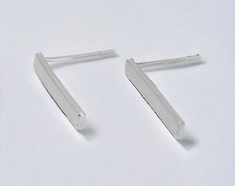 Minimalist Bar Stud Earrings in Sterling Silver