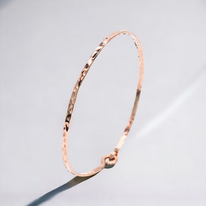 14K Gold Filled Bracelet, Rose Gold Bangle, Thin Gold Bracelet, Minimalist Rose Gold Bracelet, Hand Forged Stacked Bangle Rose Gold Jewelry