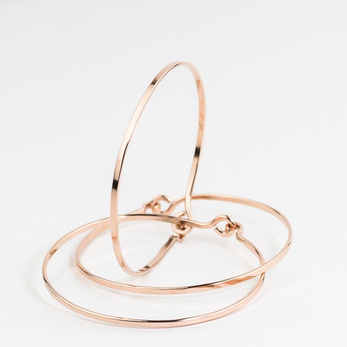 Set of 3 Rose Gold Filled Bangles Open Bangles 14k Rose Gold Etsy