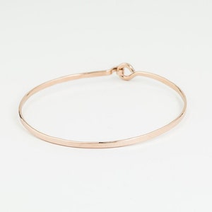 minimalist stackable rose gold fill bangle bracelet with hook and eye enclosure system