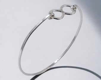 Recycled Sterling Silver Infinity Symbol Bangle Bracelet with Hinged Opening