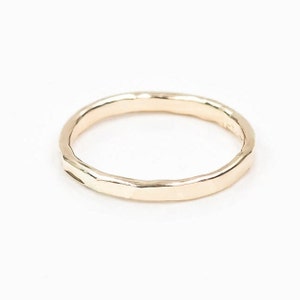 minimalist boho 14K yellow gold fill hammered ring band