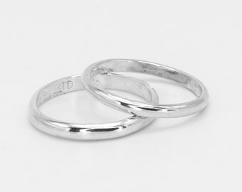 His and Her Wedding Band Set, Matching Wedding Rings Sterling Silver  Simple Wedding Ring, Men's Wedding Ring, Women's Wedding Ring