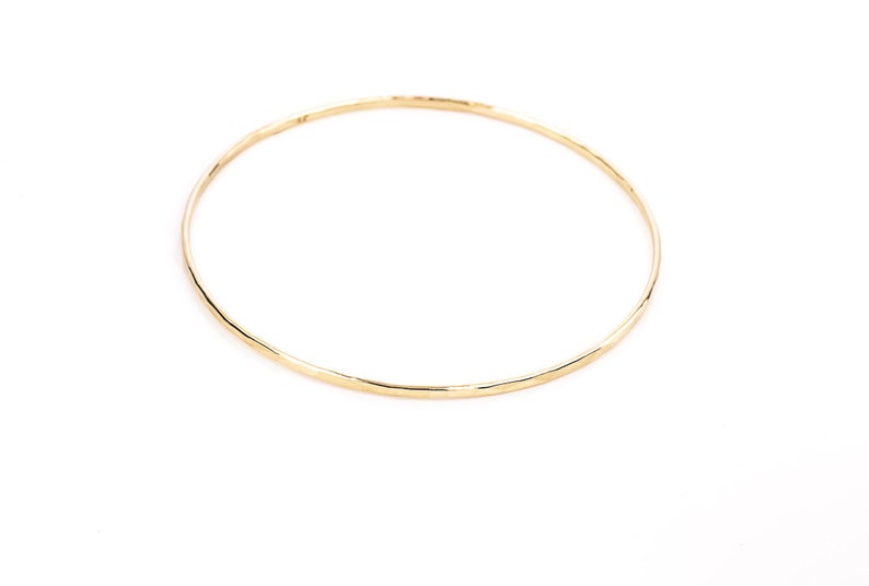 Thin 14K Solid Gold Bangle Hand Hammered Gold Bracelet | Etsy