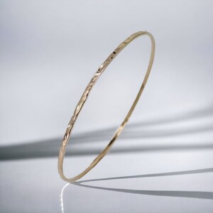 Thin Textured Gold Bangle Bracelet, Minimalist Stacking Bangle