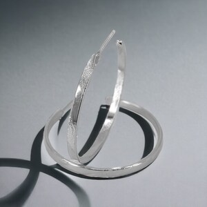 Large Sterling Silver Hoop Earrings, Lightweight Everyday Hoops, Simple Silver Earrings, Engraved Earrings LP