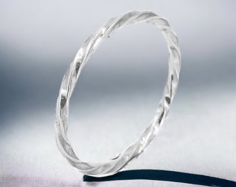 Dainty Stackable Sterling Silver Ring, Thin Silver Rope Ring, Everyday Jewelry, Twisted Rope Ring,  Minimalist Jewelry, Skinny Silver Ring