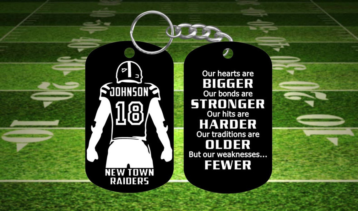 Football Players Gift Dog Tag Keychain Super Tough Metal Etsy