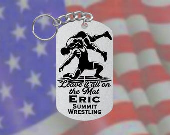 Wrestling Wrestler Stainless Steel Keychain - Made in the USA