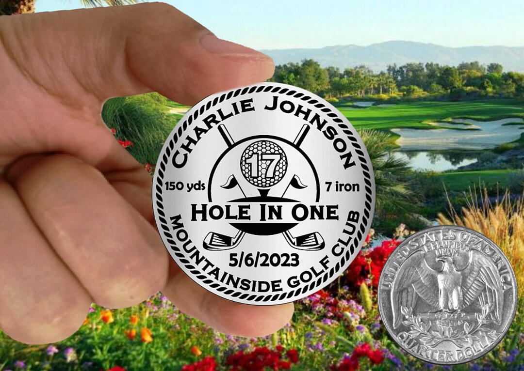 Stainless Steel Golf Ball Marker Hole in One Design Large 11/2