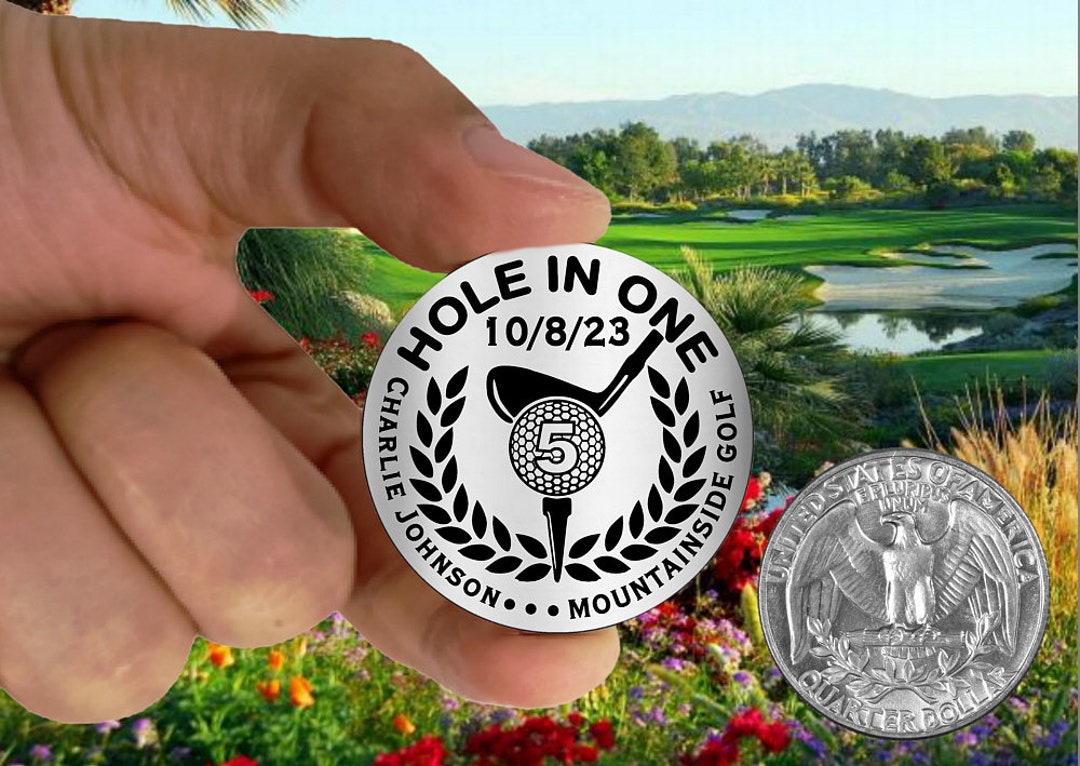 Stainless Steel Golf Ball Marker Hole in One Design 11/4 Personalized