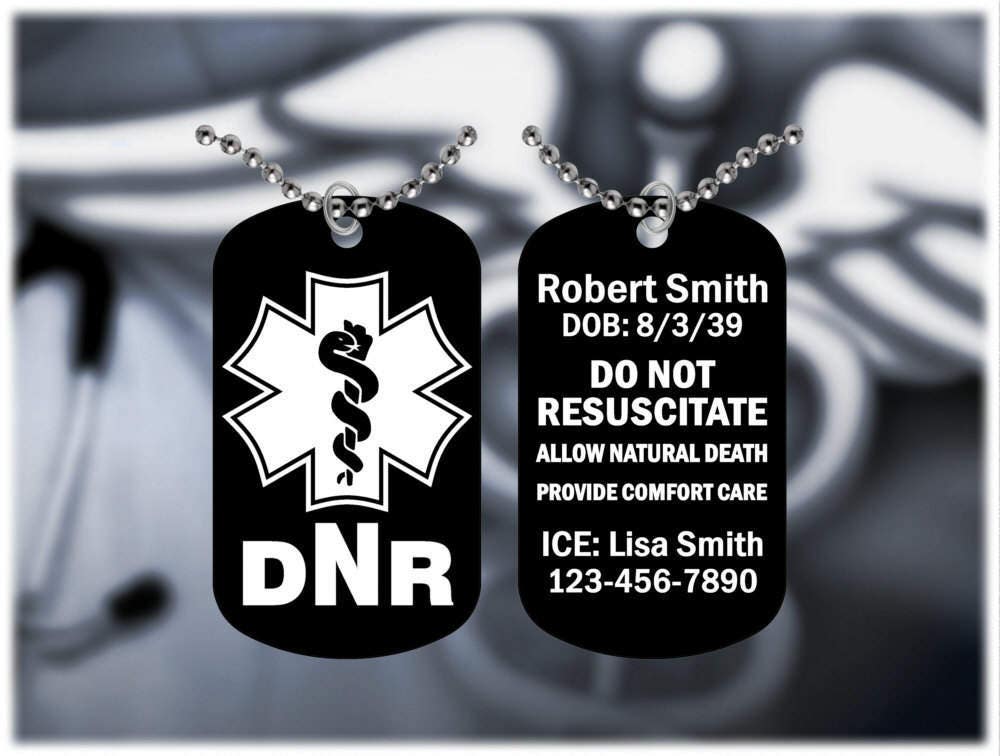 DNR-Do Not Resuscitate Medical Alert ID Bead Chain Bracelet Engraved 