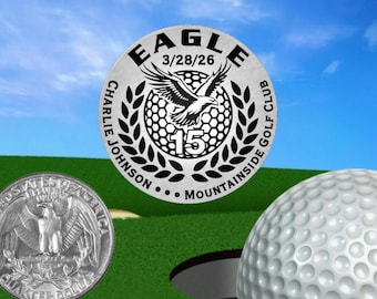 Eagle Golf Ball Marker -  Magnetic Stainless Steel - Personalized (1-1/4")