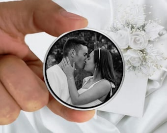 Personalized Laser Engraved Photo Coin Anniversary Wedding - Large 1-5/8" Premium Stainless Steel