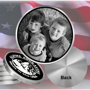 Personalized Laser Engraved Photo Coin - Large 1-5/8" Diameter Premium Stainless Steel