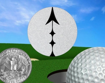 Alignment Golf Ball Marker Fancy Arrow Design - Magnetic Stainless Steel