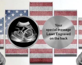 Personalized Sonogram Photo Coin – Laser Engraved Keepsake for Mommy, Daddy or Grandparents