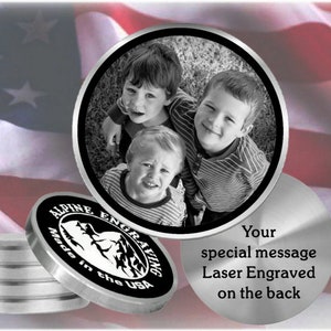 Personalized Laser Engraved Photo Coin - Large 1-5/8&quot; Diameter Premium Stainless Steel