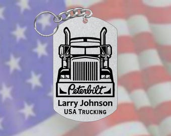 Stainless Steel Personalized Semi-Truck Keychain + Truck Type