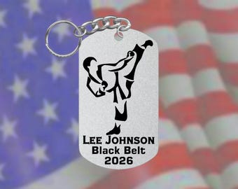 Martial Arts Stainless Steel Keychain - Karate Taekwondo Jiu-Jitsu - Made in the USA