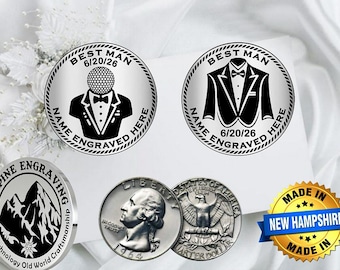 Groomsmen Gifts Personalized Stainless Steel Engraved Golf Ball Marker Coin