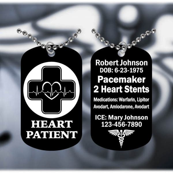 Medical Alert Heart Necklace Etsy