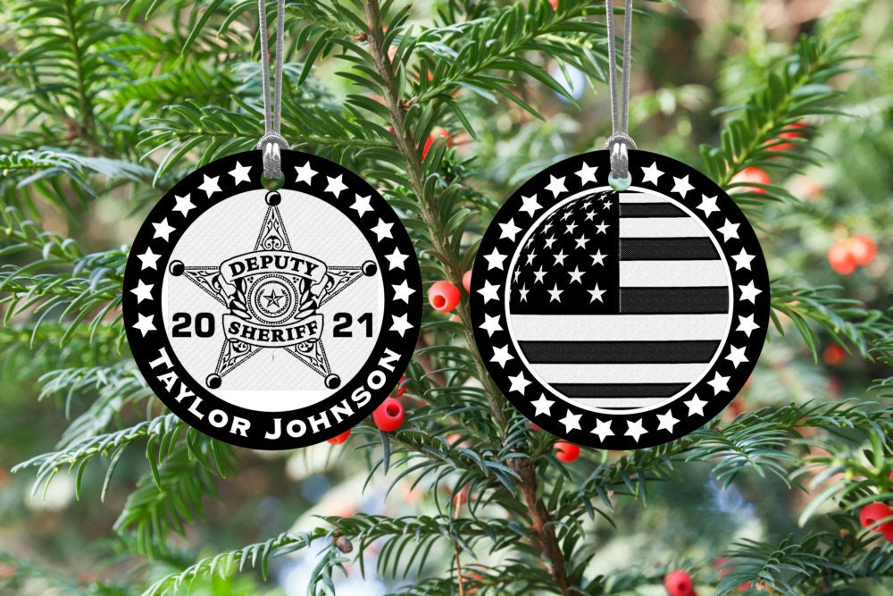 Deputy Sheriff car charm Sheriff Ornament Laser Engraved wood ornament Double layered ornament with badge layer Gift for Deputy Sheriff