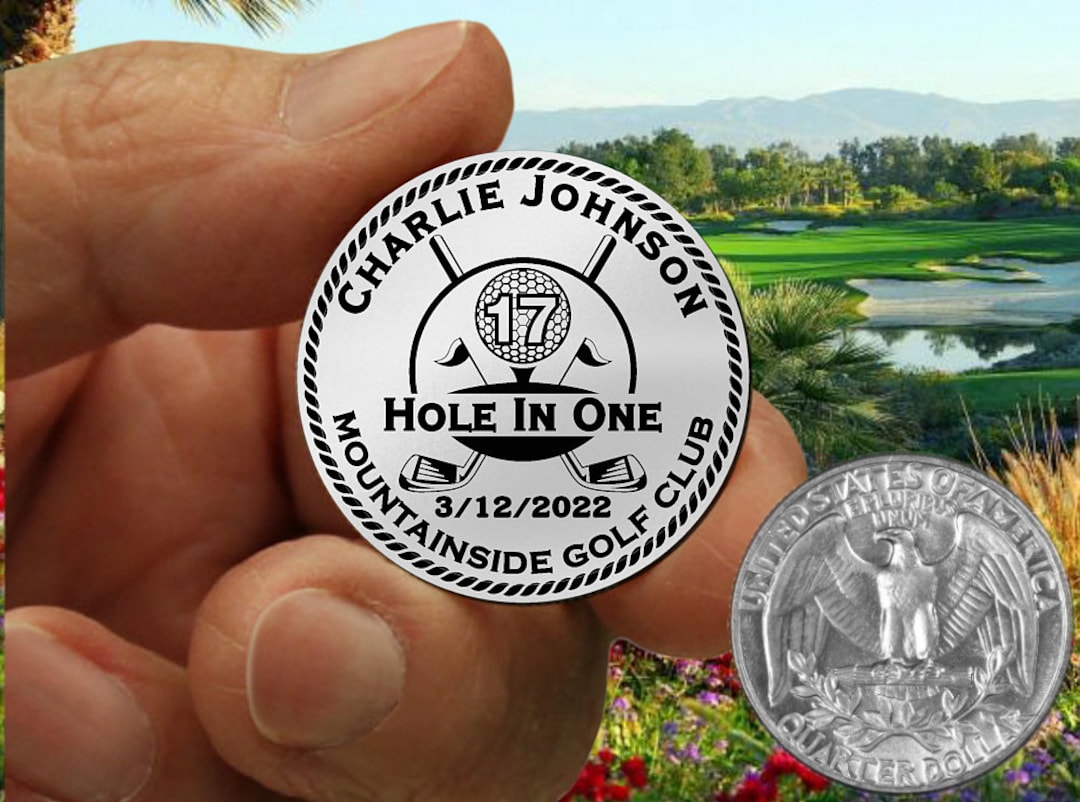 Stainless Steel Golf Ball Marker Hole in One Design 11/4 Personalized