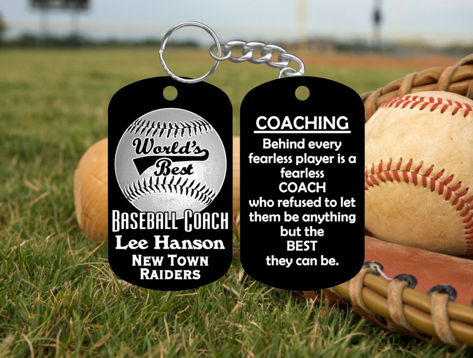 Baseball Coach Gift Dog Tag Keychain Super Hard Anodized Etsy.de
