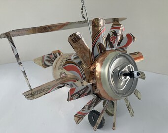 Airplane Whirl-a-gig Made From A&W Cream Soda Cans