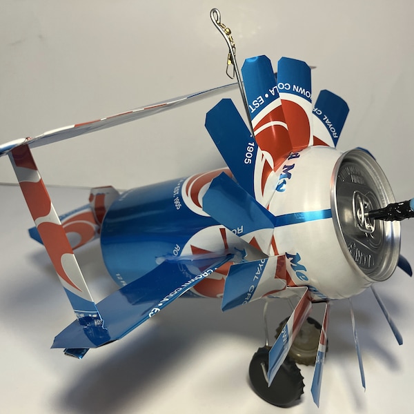 Airplane Whirl-A-Gig Made From Throwback Royal Crown Cola Cans