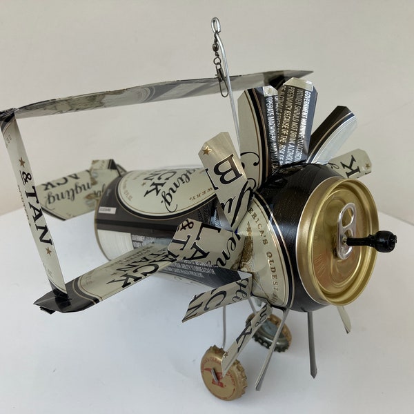 Airplane Whirl-a-Gig Made From Yuengling Black & Tan Beer Cans