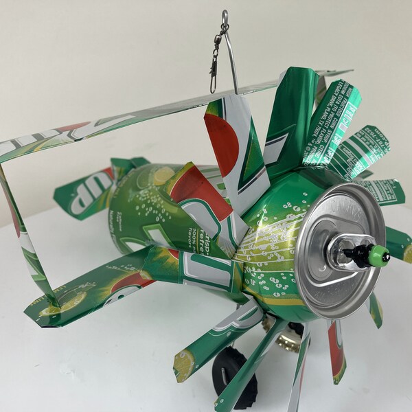 Airplane Whirl-A-Gig Made From 7 UP Cans