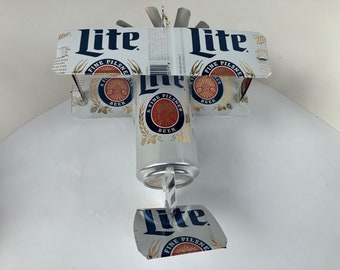 Airplane Whirl-A-Gig Made From Throwback Miller Lite 16-ounce Beer Cans