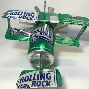 Airplane Whirl-A-Gig Made From Rolling Rock Beer Cans
