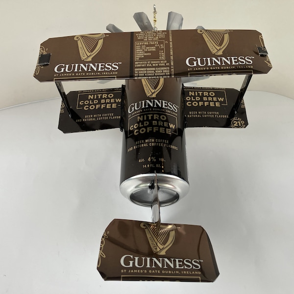 Airplane Whirl-A-Gig Made From Guinness Nitro Cold Brew Coffee Beer Cans