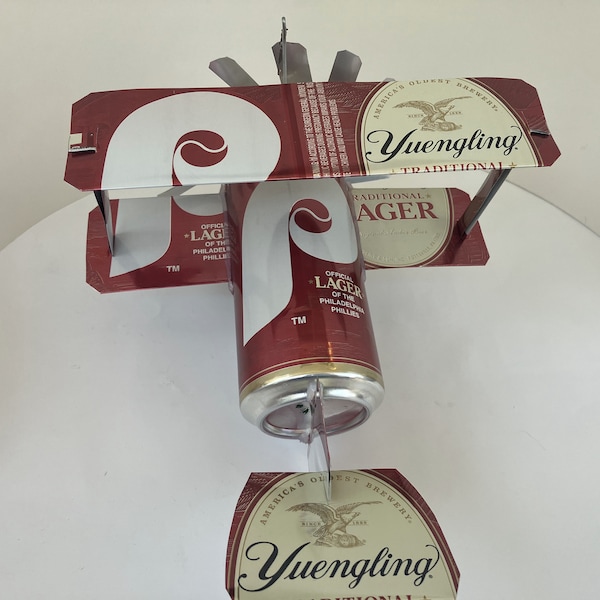 Airplane Whirl-A-Gig Made From 16 Ounce Yuengling Lager Philadelphia Phillies Beer Cans