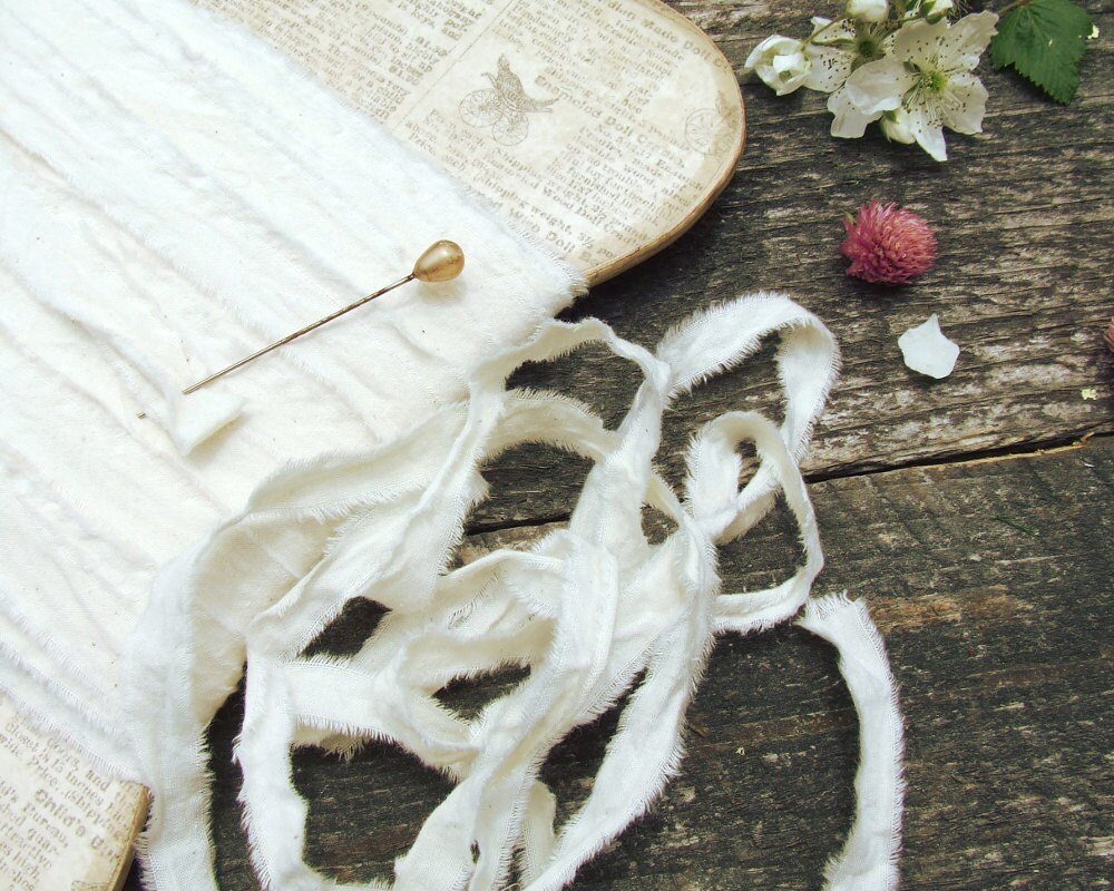 Cotton Muslin Fabric Ribbon for rustic wedding favors, rustic boutonn…