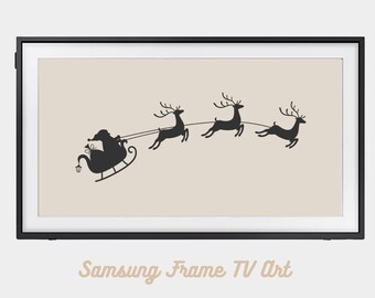 Weihnachtsmann und Rentier Rahmen TV Art | Santa Frame TV Art | Weihnachtlicher Rahmen TV-Kunst