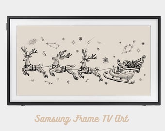 Weihnachten Samsung Frame TV Art | Weihnachtsmann und Rentier Rahmen TV Art | Holiday Frame TV Art | Samsung Rahmen